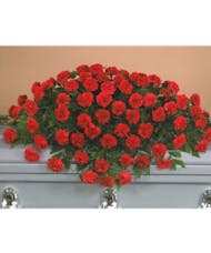 Red Carnation Full Couch Casket Spray