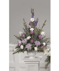 Lavender & White Pedestal Arrangement