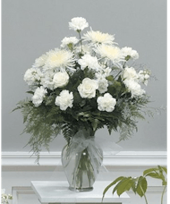 White Carns & Mums Vase