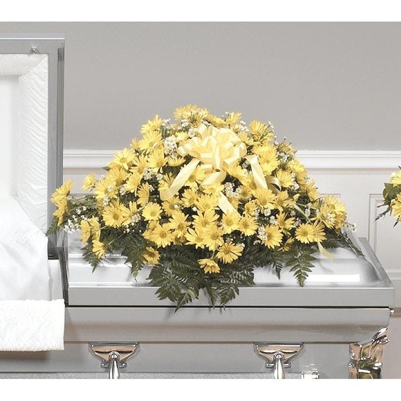 Yellow Daisy Casket Spray |Symapthy flowers Jupiter Delivery (FL ...