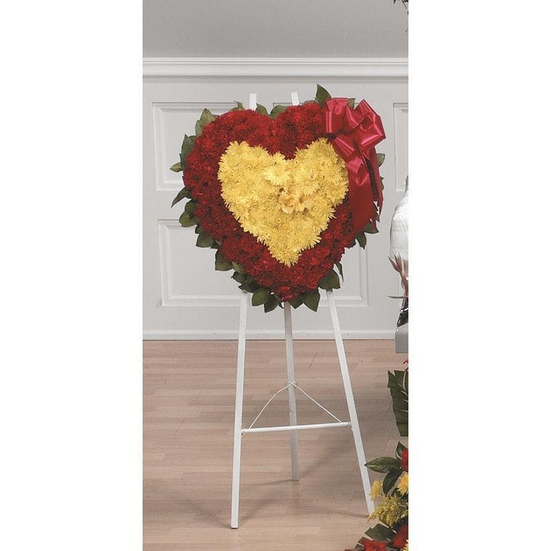 Yellow & Red Heart Spray Symapthy flowers Jupiter Delivery (FL) Flower
