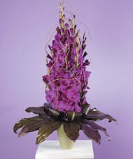 Stylized Purple Gladiola with Ti Leaves