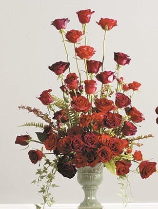 Traditional Red Rose Urn Arrangement | Flower Kingdom