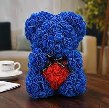 royal blue rose teddy bear