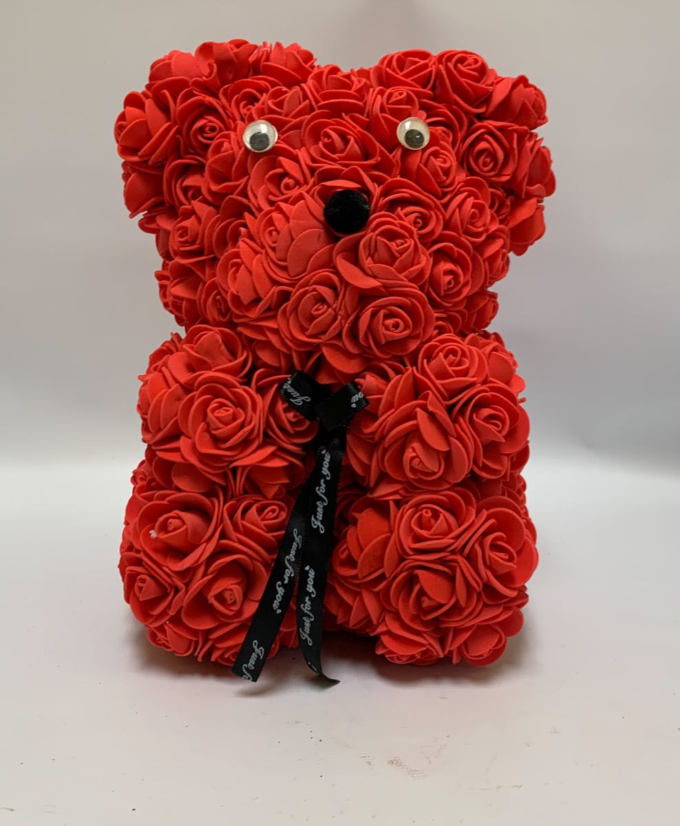 rose bear with real roses