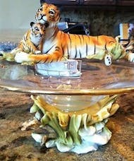 Cevik Tiger With Cub Ceramic & Glass  Bowl Keepsake