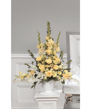 Charming Yellow Pedestal Arrangement